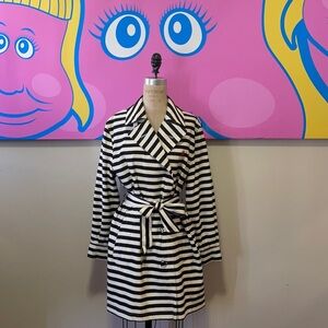 Moschino Cheap Chic Striped Trench Coat Olive Oyl